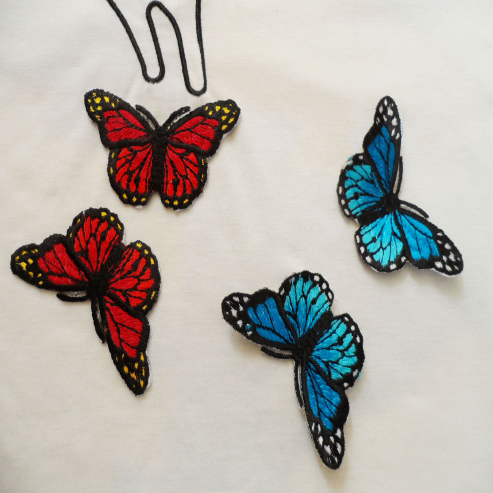 电脑刺绣服装辅料DIY 背胶烫熨牛仔裤布贴补丁 卡通刺绣蝴蝶布贴