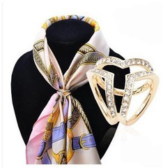 藍淘 韓版時尚絲巾配飾簡約三環絲巾扣水晶披肩扣圈方