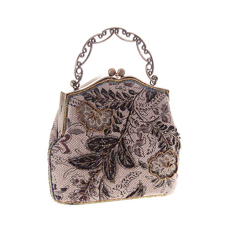 Burlap Beaded Embroidered Bag Handbags Craft Bag Ladies Bag Classical Beaded Bag display picture 13