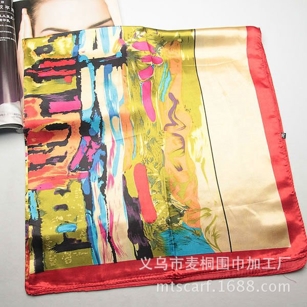 Scarf Classification Silk Chain Carriage Oil Painting Flowers Ladies 90cm Square Scarf