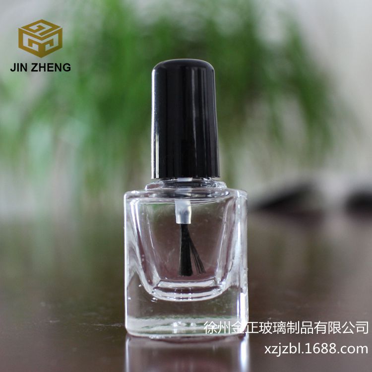 厂家定做生产 10ml方形透明玻璃指甲油瓶 化妆品瓶