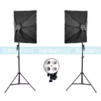 Photo studio softbox light kit PSK6B, 4‑socket heads, adjustable stands, 45W bulbs