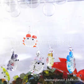 玻璃动物小工艺品泡泡鱼玻璃饰品夜光螃蟹创意手工饰品厂家销售