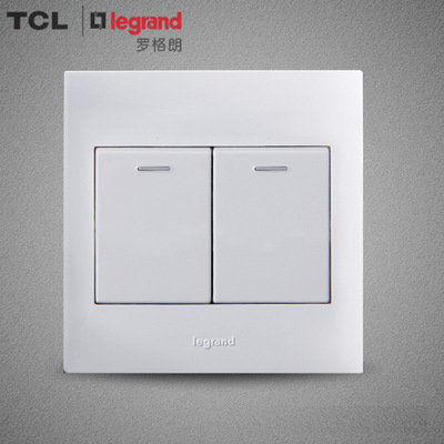 TCL罗格朗开关面板86型墙壁开关插座面板仕界雅白二开单控开关