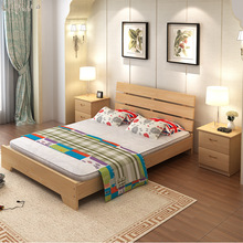 新款簡約時尚成人公寓臥室松木雙人實木床北歐現代家具