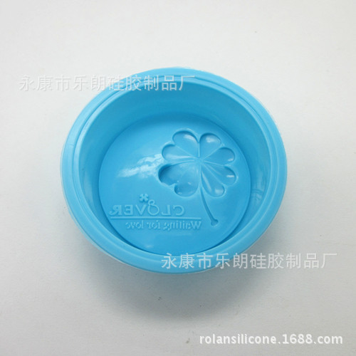 硅胶手工皂模 圆形 英文字样四叶草 硅胶模 月饼模布丁模