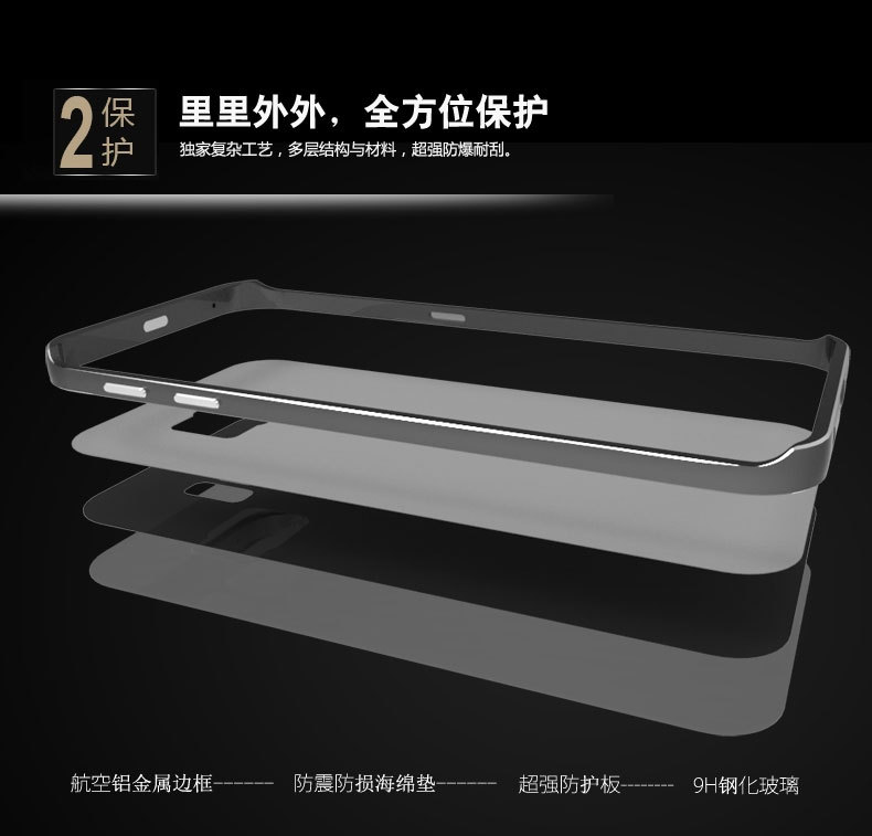 Luphie Aircraft Aluminum Metal Frame 9H Tempered Glass Back Cover Case for Samsung Galaxy S6 Edge Plus G9280 & S6 Edge G9250