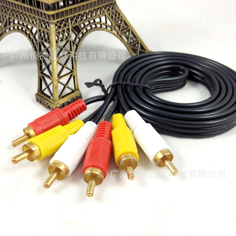 供应黑六头AV音视频线、三对三音视频线、3RCA-3RCA音频连接线