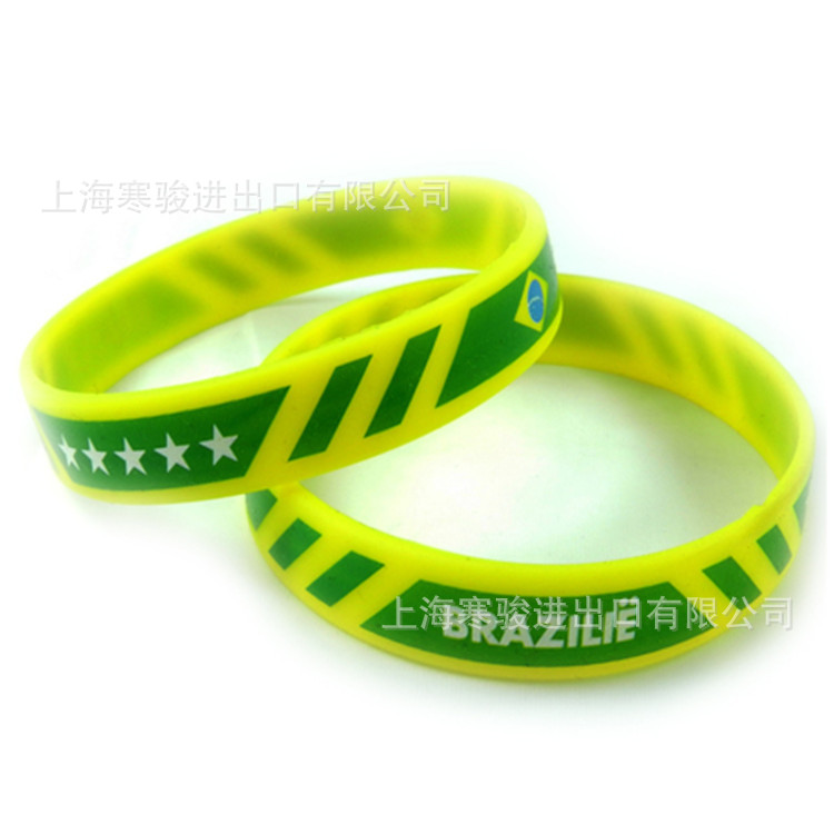 Brazilie 手环 巴西 硅胶手环 巴西国旗 硅胶手腕带 黄色手圈