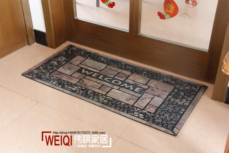 欧式风格入户门垫进门地垫 橡胶植绒入室蹭土 欢迎光临脚垫-阿里巴巴