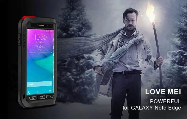 LOVE MEI Powerful Water Resistant Shockproof Dust/Dirt/Snow Proof Aluminum Metal Outdoor Heavy Duty Case Cover for Samsung Galaxy Note Edge