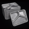 愛邦鋁箔飯盒AC781外賣打包錫紙盒三格高檔鋁箔餐盒不含蓋子批發