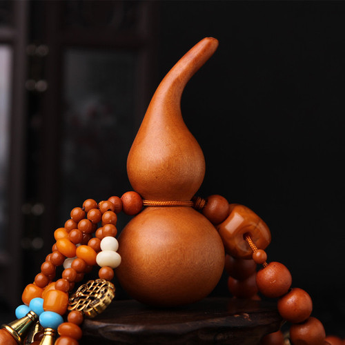 Recommended Peach Wood Carving Car Ornament, U-shaped Gourd Solid Wood Rearview Mirror Clip JSG02