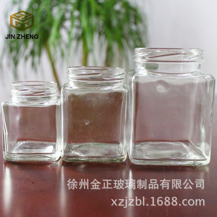 厂家批发220/400/700ml四棱形蜂蜜玻璃罐配马口铁盖密封性好