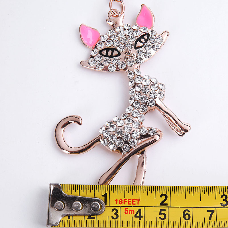 New Diamond-studded Fox Keychain Women's Key Pendant Metal Car Key Ring Creative Gift display picture 5