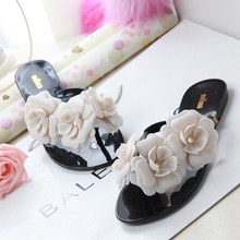 加工定制花朵凉鞋 可以定制商标平底女鞋果冻鞋PVC