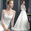 The new word in Europe long sleeved shoulder sexy retro wedding dress skirt dress natural Peng A