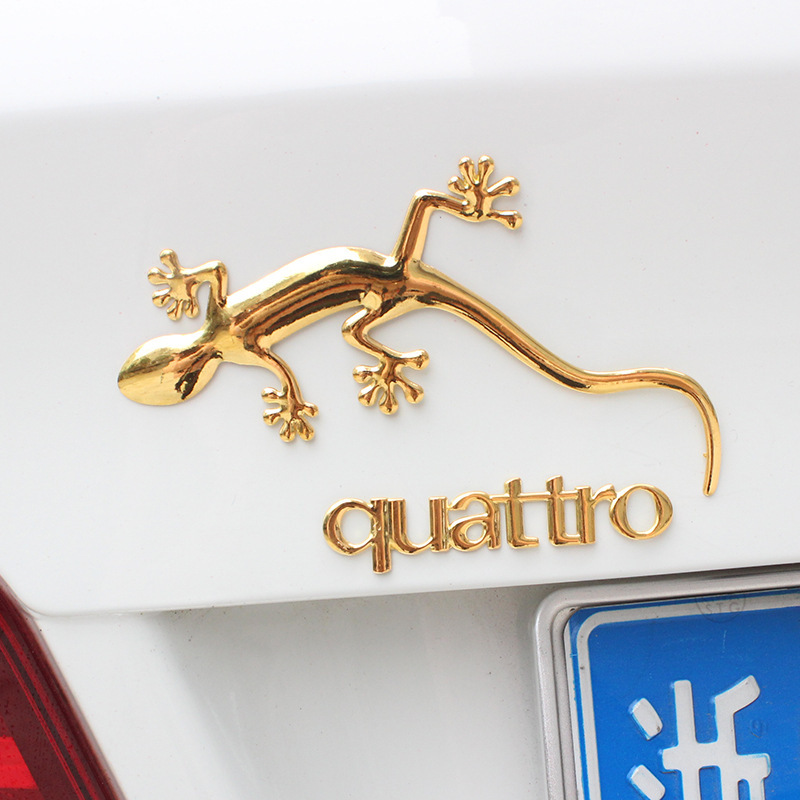 汽車金屬改裝標(biāo)盒裝大壁虎車貼3D立體實(shí)心壁虎車貼16cm R199-13 金色