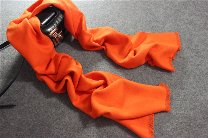 men's demi-season solid color orange cashmere scarf