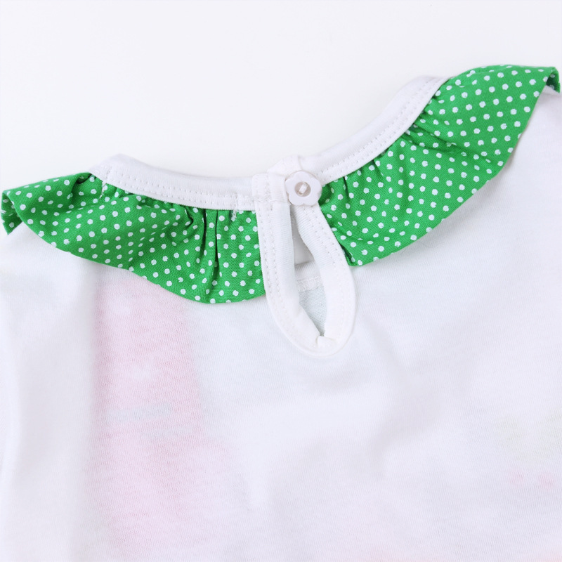 Christmas Girl Elk Print T-shirt + puffy striped pantsuit_viptrois.com