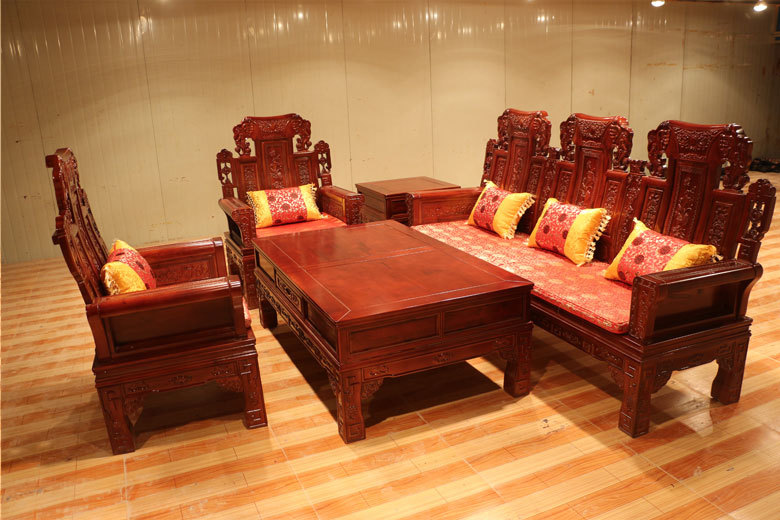 新款古典仿古沙发 客厅实木沙发 单人三人组合沙发 香樟木沙发