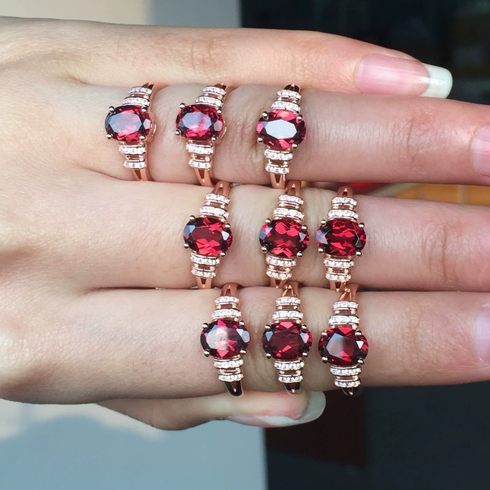 Organic ring with stone pomegranate, wholesale