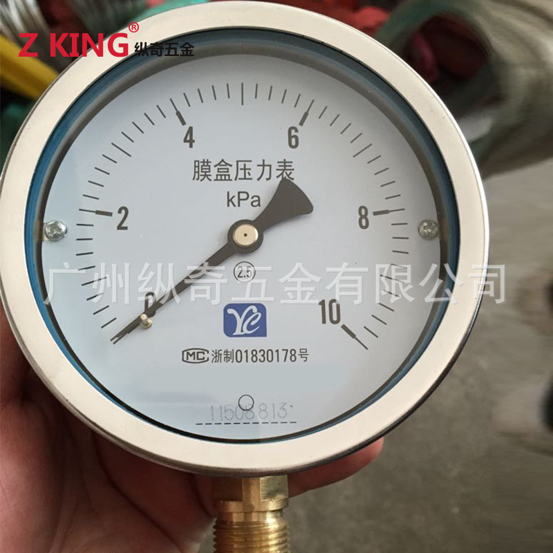 厂价直销YE100膜盒微压天然气304/361L不锈钢压力表 规格齐全