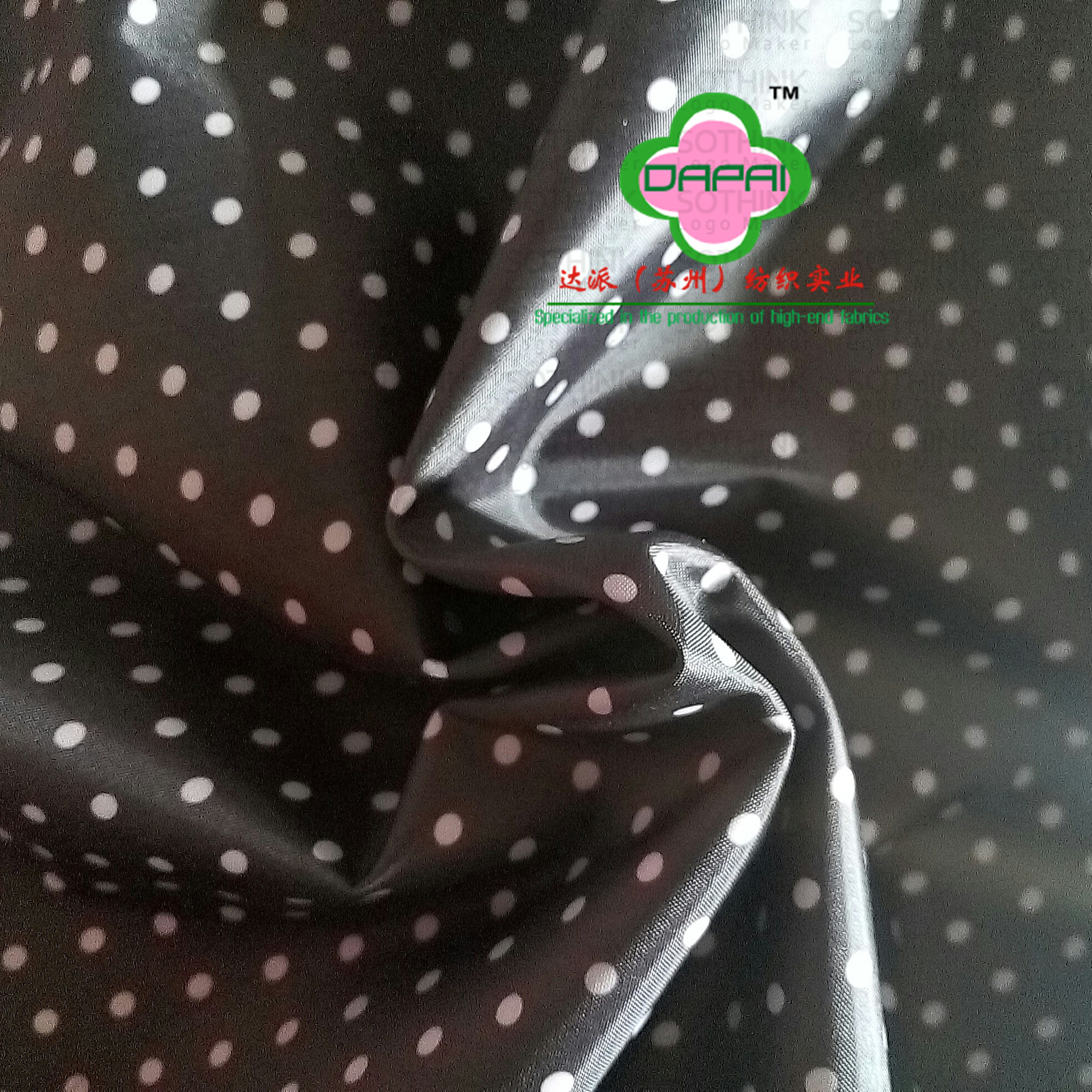 欧标黑底白点印花涤塔夫 PVC防水 野餐篮/冰袋用