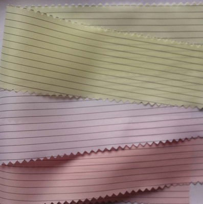 【厂家现售】2/3斜纹75D条纹防静电绸5mm防静电布料