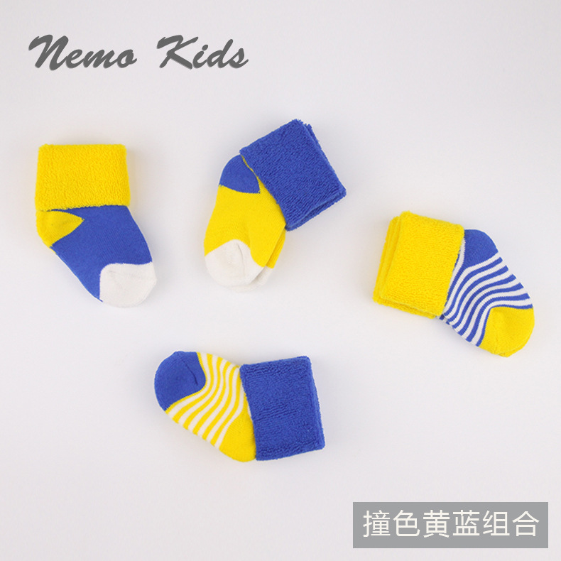 Europeo solo peinado algodón traje bebé Terry calcetines sin hueso costura invierno cálido engrosada bebé Calcetines