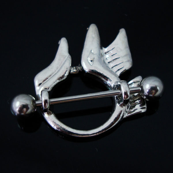 stainless steel electroplating palm-shaped breast ring puncture jewelry wholesale