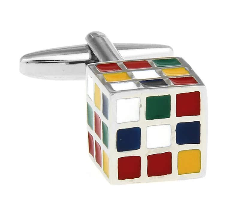 Colorful 3d Grid Magic Cube Cufflinks For Men Unique Accessory_voghion.com