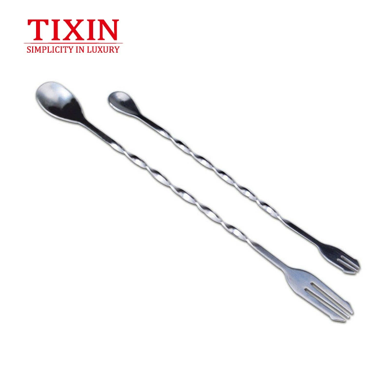 Двухголовная ложка для кофе из нержавеющей стали Tixin/Tiexin — длинная барменская палочка-ложка, пaпс/ложка/ложка/ложка