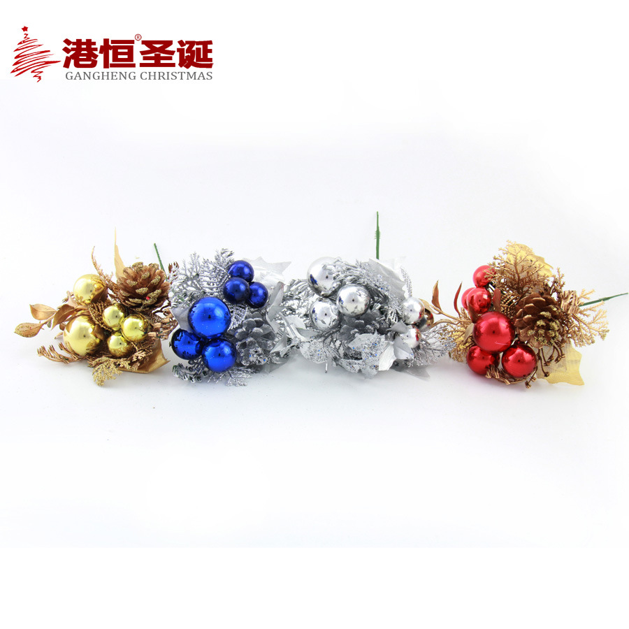Rama de Arreglo Floral Artificial con Forma de Cono de Navidad, 15*10cm, Bola de Navidad, Fruta, Piña, Adorno Colgante, Suministros de Decoración para Ambiente Navideño