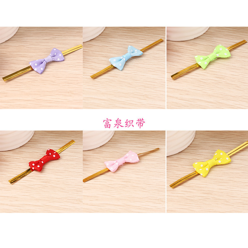 厂家定做封口金丝扎条螺纹带印点蝴蝶结 糖果礼盒装饰领结