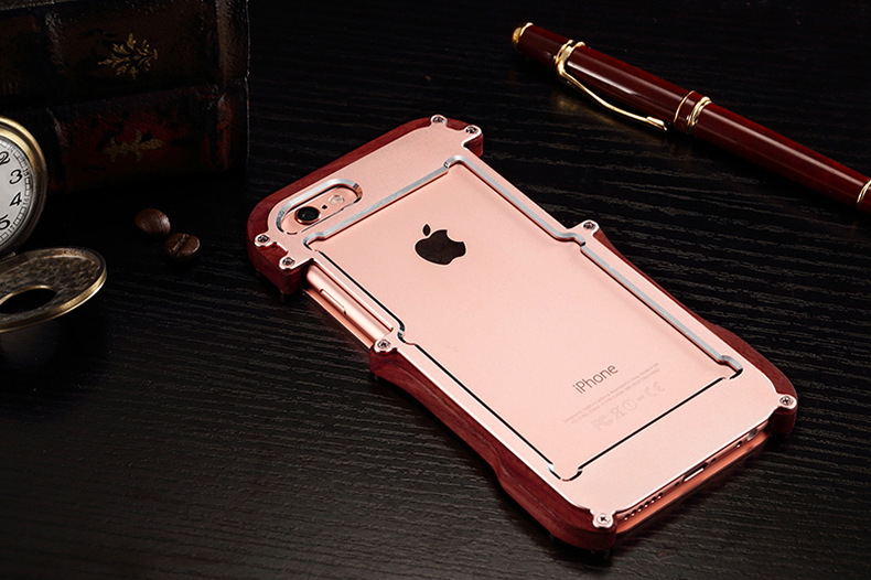 R-Just Light Slim Timber Aluminum Metal Wood Bumper Case Cover for Apple iPhone 6S Plus/6 Plus & iPhone 6S/6