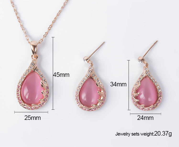 New European And American Necklace Earrings Two-piece Ladies Crystal Jewelry Set display picture 1