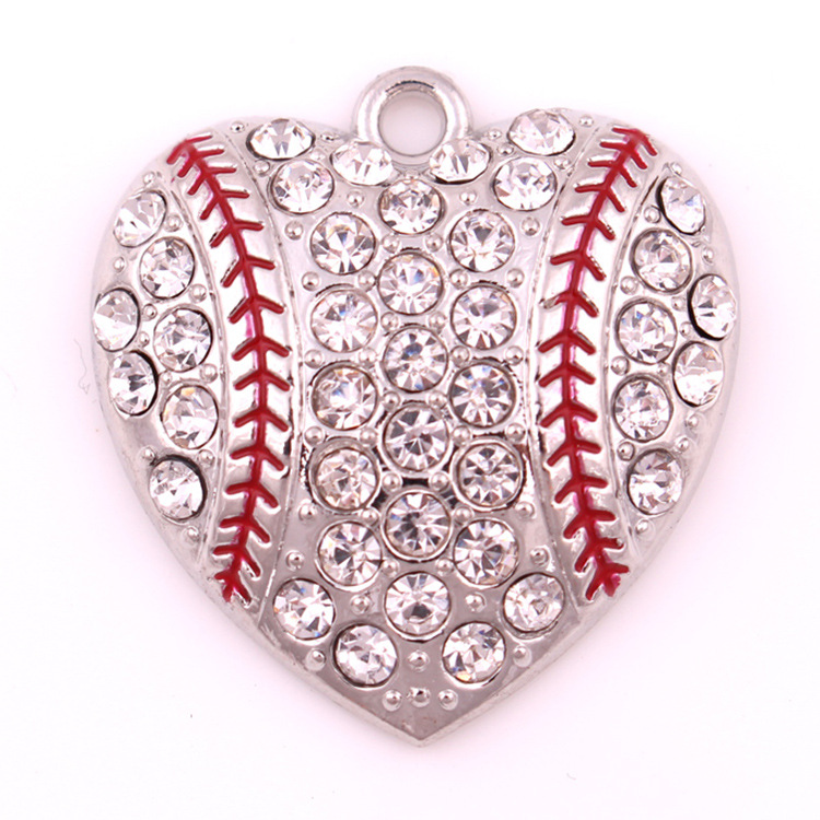 合金白色水晶心形吊坠首饰女饰品