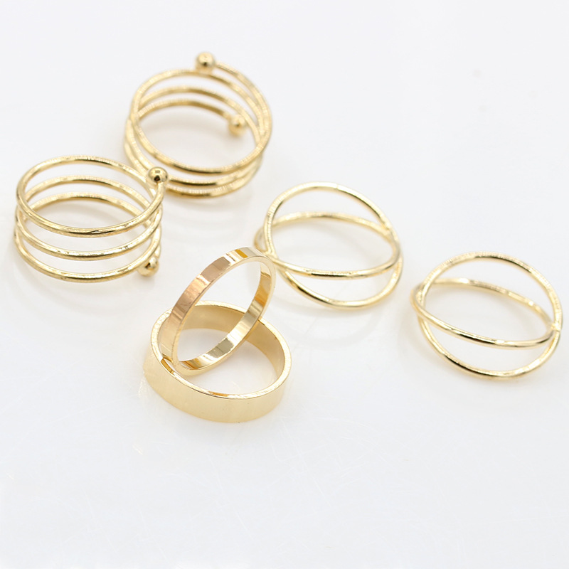 New Cross Metal Rings Six-piece Set display picture 10