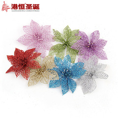 Simulated Christmas Flower 7.5/13cm Adhesive Glitter Cut-out Christmas Flower Christmas Tree Decoration Wedding Christmas Decoration Flower