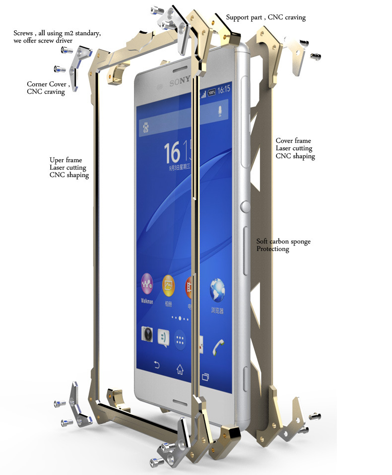 SIMON THOR Aviation Aluminum Alloy Shockproof Armor Metal Case Cover for Sony Xperia Z4 & Z3 & Z2 & Z1