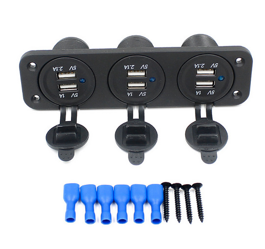 迈宇改装车载USB充电器 5V 3.1A双USB车载车充 防水带灯车充