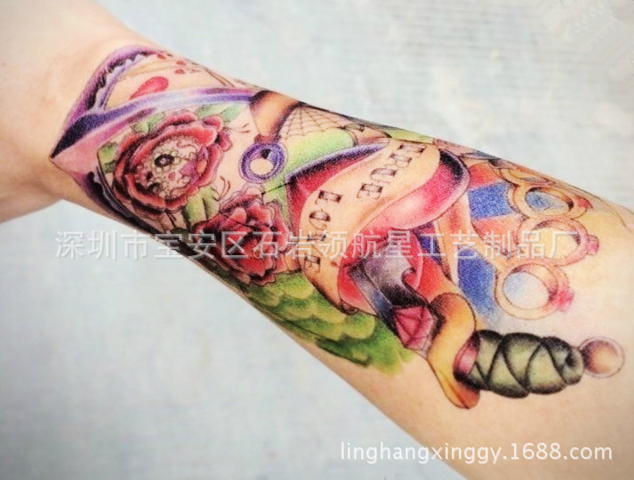 Scrub European and American school fashion color Meitu super large environmental protection flower arm simulation Tattoo Factory Direct wholesale Scrub European and American school fashion color Meitu super large environmental protection flower arm simulation Tattoo Factory Direct wholesale