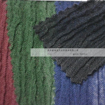 麻布純苎麻肌理皺面料 14支苎麻洗水皺布 文藝女裝面料現貨供應