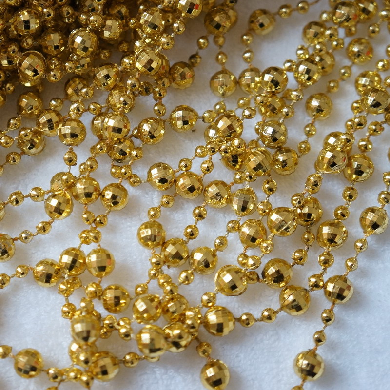 Wholesale Golden Earth electroplated bead chains, large and small interval connected bead chains, wedding background decoration arch bead curtains detail image 4