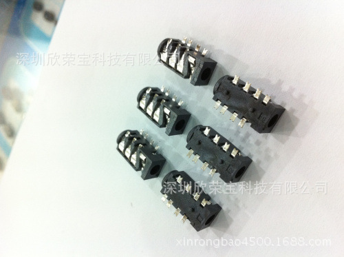 3.5孔径耳机音频座PJK-393环保耐温7脚贴片/插脚银（实物图）