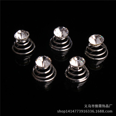 厂家直销新款 新娘婚礼头饰 水钻螺旋夹 发饰批发|ru