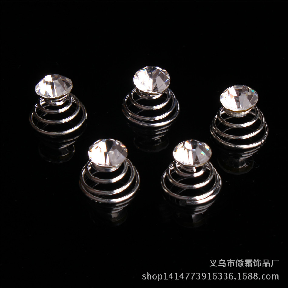 厂家直销新款 新娘婚礼头饰 水钻螺旋夹 发饰批发|ru