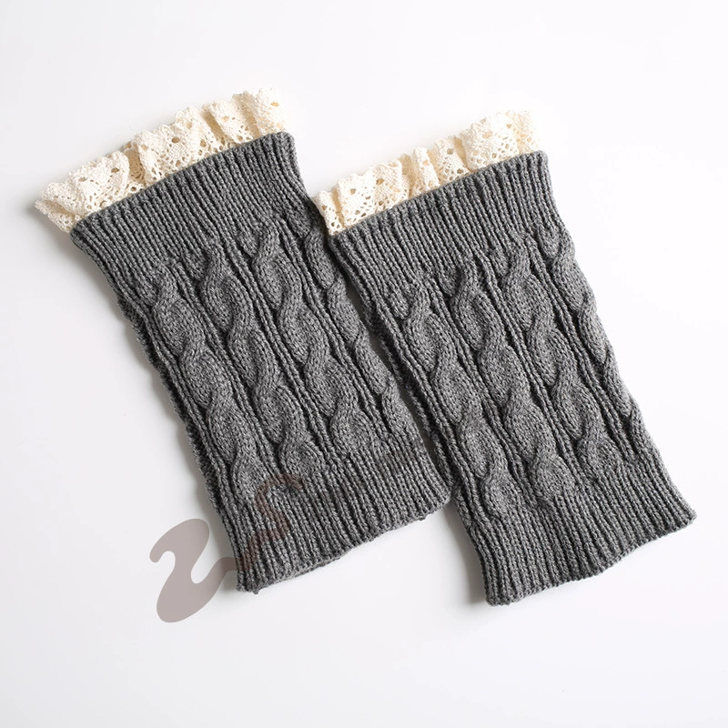 Knit Gaiters Leg Warmers, 100% Acrylic, Short Lace Cuff, Demi‑season Short Boot Socks