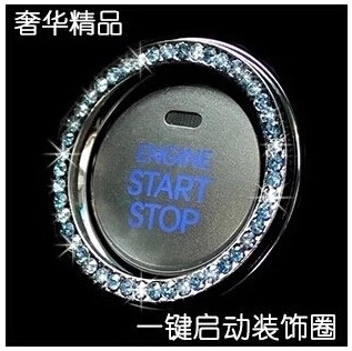 High-grade diamond A key to start Decorative circle start-up Button With drill Ignition Interior decorative items